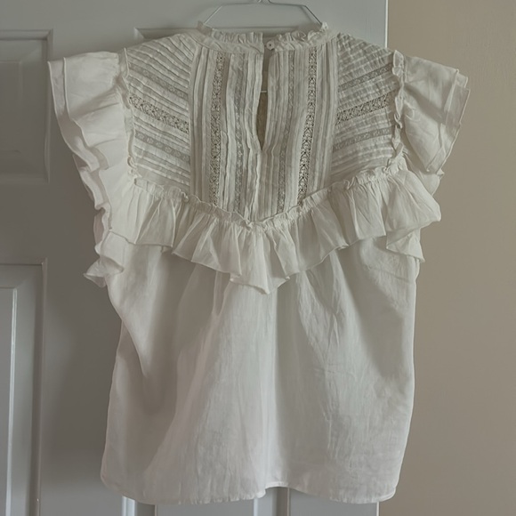 Veronica Beard Tamsyn Blouse Lace Ruffled Flutter Sleeve Off White size 6 - Picture 3 of 5
